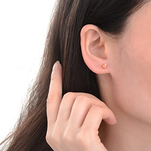 12 Pairs 18K Gold Plated Surgical Stainless Steel Stud Earrings, Star Heart Square Stud Earring for Women, Cubic Zirconia Birthstone Stud Earrings Set - color: Silver heart 5mm