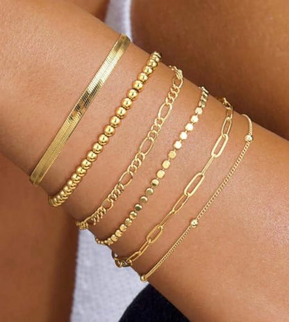 QWALIT Toe Rings for Women Gold Toe Ring Gold Ankets for Women Silver Toe Ring Stainless Steel Waterproof Trendy Anklet no Tarnish - color: A1 -Bracelets 6pcs -gold