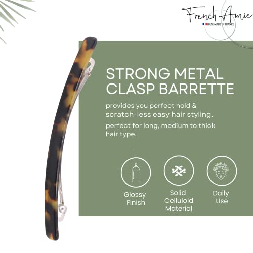 French Amie Long and Thin Large 4 Inch Acetate Hair Clip Barrette | Handmade Shell For Women Girls Teens Adults Everyday Style - color: Tokyo