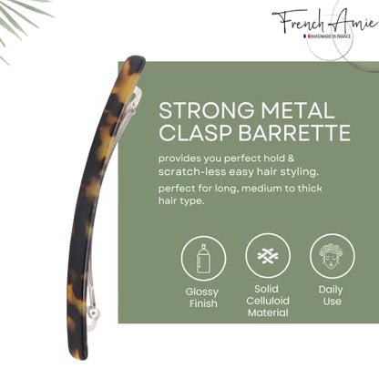 French Amie Long and Thin Large 4 Inch Acetate Hair Clip Barrette | Handmade Shell For Women Girls Teens Adults Everyday Style - color: Tokyo