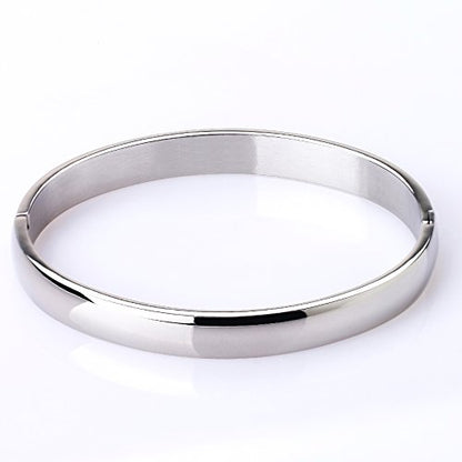Stainless Steel Bracelet for Women Girls High Polished Bracelet Grooved Cuff Bangle 7" - style: 8mm Wide