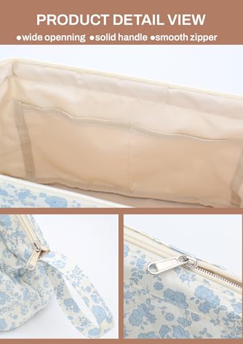 TeeYee Nylon Hair Tools Travel Bag for Dyson Airwrap Quilted Toiletry Bag | Travel Storage Bag for Shark Flexstyle/Curling Iron,Water-repellent,Wide-open,Well-structured,Heat-safe lining,001blueflower - color: Blueflower