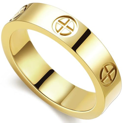 PDWZNBA Love Friendship Ring 18K Gold-Plated Stainless Steel Promise Ring Wedding Band Jewelry Birthday Gifts for Women - color: Gold