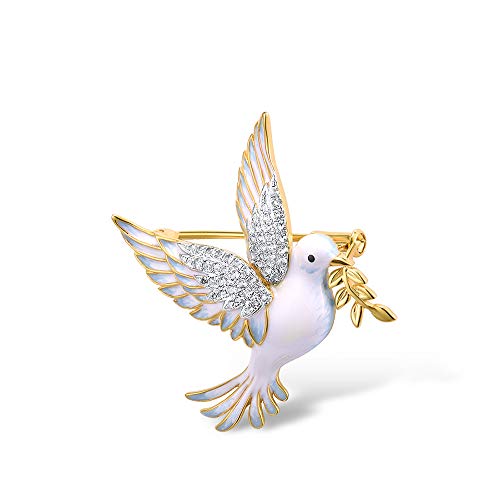 Santuzza 925 Sterling Silver Enamel Brooch Pin for Women - color: [A]Pigeon