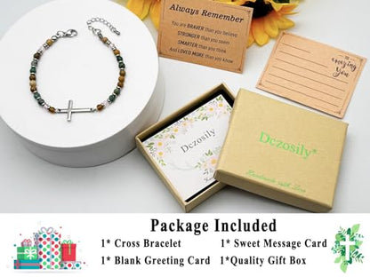 Dainty Bracelets for Women Paperclip Chain Bangles Handmade Tiny Cute Oval and Round Beaded Bracelet 316L Stainless Steel Jewelry Gift for Best Friend - style: Cross-Always Remember