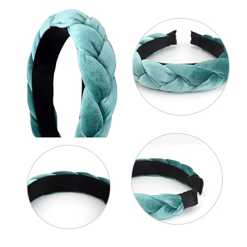 DRESHOW Braided Headbands for Women Velvet Hair Hoop Elastic Criss Cross Hair Bands Accessories - color: 01 Pc Velvet Braided: Lake Green
