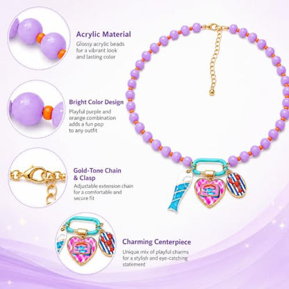 LIU JUN Colorful Beaded Necklace for Women, Chunky Boho Fish Starfish Conch Pendant Acrylic Bead Necklaces Cute Y2K Summer Beach Jewelry Gifts - color: Love+Fish