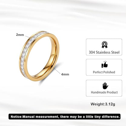 Minimalist & Romantic Single-Row Diamond Ring for Daily, Date & Wedding - color: Yellow Gold