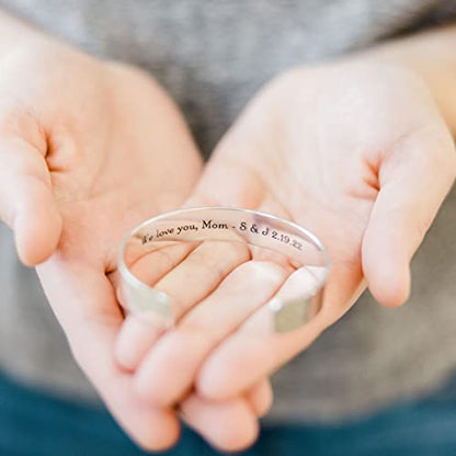 Sterling Silver Engraved Bracelet for Women - Customize for Mom Grandma Wife with Personalized Hidden Inspirational Quote Message from Son Daughter Husband .925 Silver