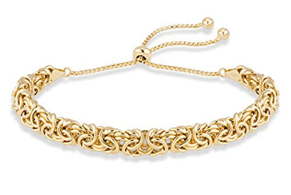 Miabella Italian 925 Sterling Silver, 18K Gold Plated Byzantine Bolo Bracelet for Women, Adjustable Bracelet, Handmade in Italy - style: yellow-gold-plated-silver