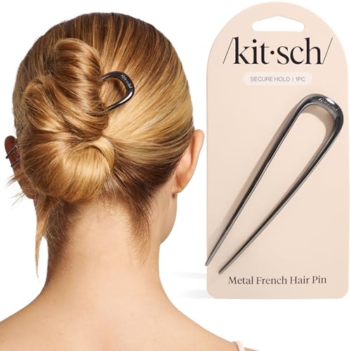 Kitsch French Hair Pins for Women | Secure Hold All Day - Hematite, 1pc | Elegant & Durable Metal French Pin for Updos, Chignon, Buns & Twist Hairstyles | Comfortable Fit Hair Accessories For Women - color: Hematite, size: 1 Count (Pack of 1)