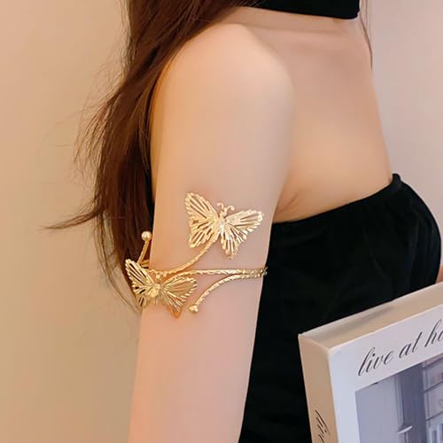 Harry and Henry Arm Cuff Gold Upper Arm Jewelry for Women Adjustable Open Cuff Bangle Bracelets Armband Jewelry Summer Outfits for Women 2026 - color: E4:Arm Cuff Butterfly
