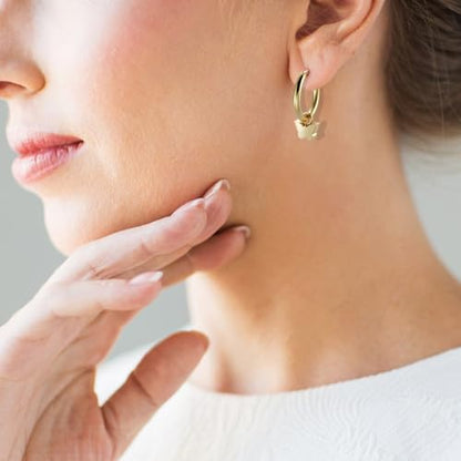 Women's Huggie Hoop Earrings with Small Cute Charm - style: Gold Butterfly