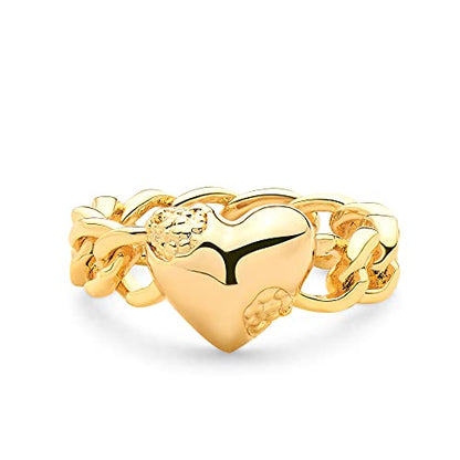 Valloey Rover Gold Rings for Women Non Tarnish Thumb Ring | 14k Gold Plated Adjustable Open Cross Wedding Rings Waterproof Fashion Statement Jewelry for Women Trendy Gift - color: heart