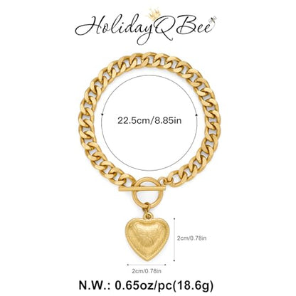 Gold & Silver Heart Chain Link Bracelets For Women - color: AMZ-SL22341A