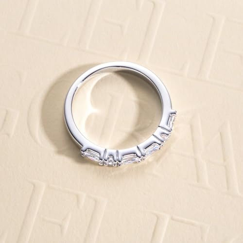 Cubic Zirconia Half Eternity Wedding Band Rings Round/Oval/Cushion Cut 5/6 Stones 5A Grade D Color CZ Stacking Band Engagement Promise Rings for Women - style: Raound & Cushion