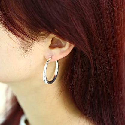 Silver Oval Hoop Earrings for Women 14K Gold Plated Hoop Earrings | Hypoallergenic Lightweight - color: B-Silver