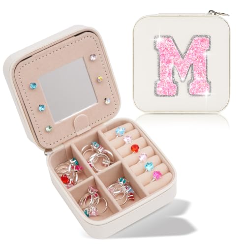 Uygafly Gifts for Teen Girl Trendy Stuff,Birthday Gift for 5 6 7 8 9 10 11 12 13 14 15 Year Old Girls,Cute Travel Jewelry Case Small Box | Cream,M - color: Cream, style: M