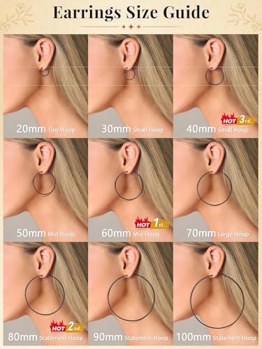FaithHeart Silver/Black/Gold Stainless Steel Thin Hoop Earrings for Women | 2mm Wide Thin Large Hoop Earrings, Hypoallergenic Lightweight Trendy Jewelry, 20/30/40/50/60/70/80/90/100mm - color: Black, size: 70mm/2.75"