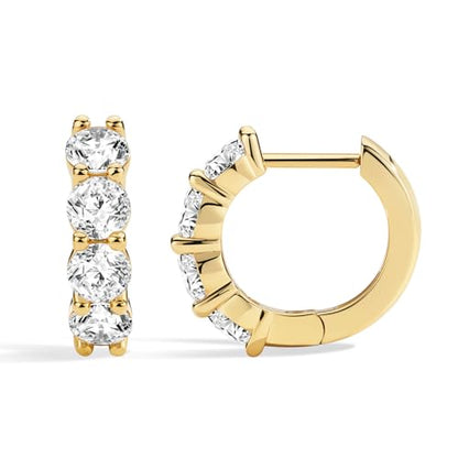 ASHINE 14K Gold Plated 925 Sterling Silver Post Pave Cubic Zirconia Hoop Cuff Huggie Earrings Jewelry for Women Girls - color: Gold