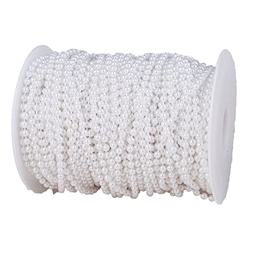 4mm Crafts Faux Pearl Beads Garland Pearl Bead Roll Strand of Pearls to Decorate Floral Centerpieces Wedding Party Favor Christmas Tree(131 Feet White) - color: White, size: 4 mm