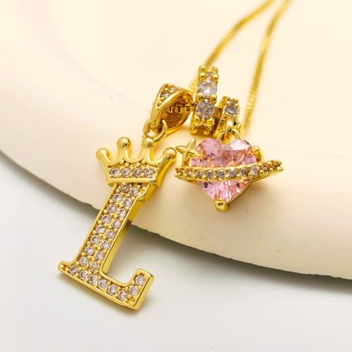 18K Gold & Silver Plated Initial Necklaces for Women - color: L-Gold