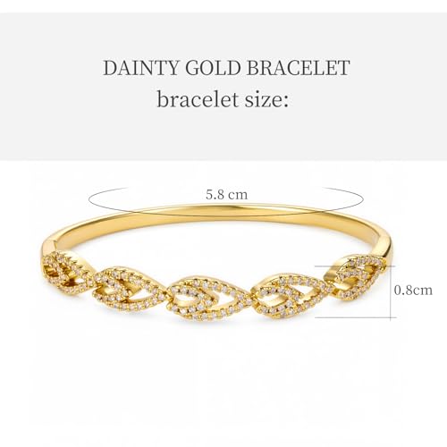 hotoo Gold Plated Bangle Bracelet for Women - style: Diamond-Set Openwork Bow Knot