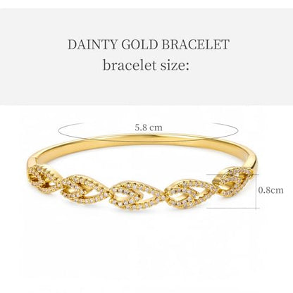 hotoo Gold Plated Bangle Bracelet for Women - style: Diamond-Set Openwork Bow Knot