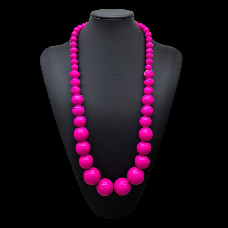 Boho Chunky Wooden Beads Necklace Colorful Natural Wood Big Round Beaded Strand Multicolor Necklaces Ethnic Statement Costume Wedding Jewelry for Women Brides - color: yellow
