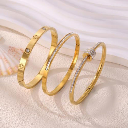 Camhanno Stackable Silver Bracelets for Women Stainless Steel Love & Friendship Bangle, Mothers Day Valentines Birthday Christmas Jewelry Gifts for Mom Her Wife Grandma - style: Style 6