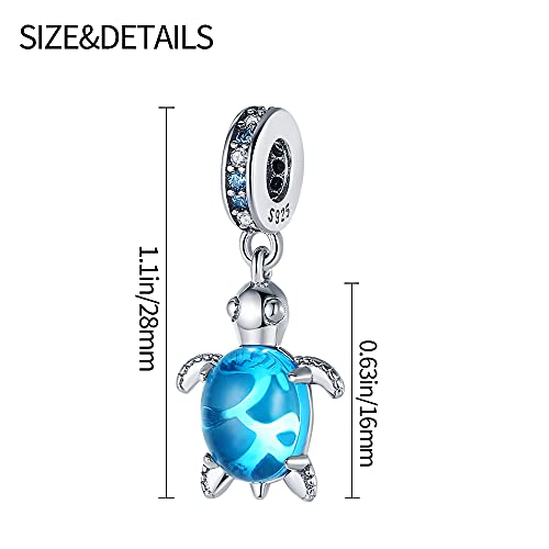 Pandach Animal Charm Bead fits Charms Bracelets for Woman-925 Sterling Silver Dangle Pendant Bead,Jewelry Beads Gifts for Women Bracelet&Necklace - style: Blue Turtle charm