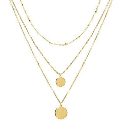YANCHUN Layered Necklaces for Women Gold Necklace Stack Star Heart Choker Dainty Necklace Love Heart Chain Jewelry Gifts for Women - color: B:Gold Coin Necklace