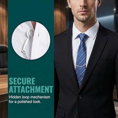 3 Packs Tie Chain for Men Fashion Necktie Clips and Chains Mens Accessories with Ring Clasps for Suits Neckties Vests and Trousers Elegant Tie Pins and Tacks for Business and Wedding Wear