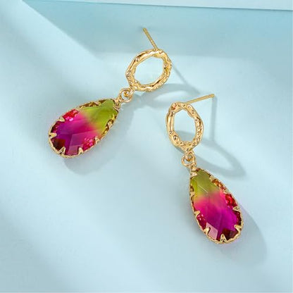Crystal Earrings CXUEMH Teardrop Earrings for Women Blue and Green Dangle Earrings Elegant Earrings for Prom Emerald Green Earrings Formal Jewelry Crystal Drop Earrings - color: Style D