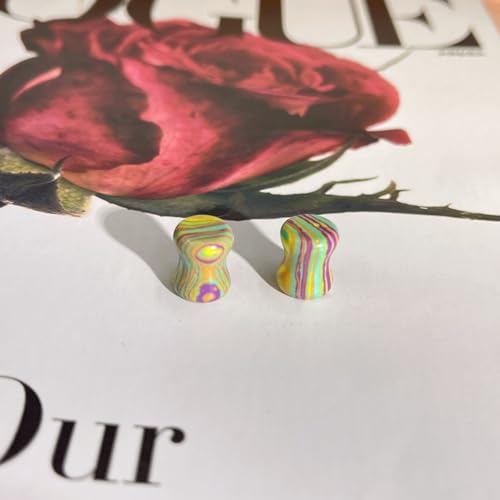 Rainbow Stone Double Flare Ear Plugs Tunnels Natural Organic Stones Expander Ears Piercing Stretcher Gauge Plug for Women Men Fashion Body Jewelry - color: 8mm(0g)