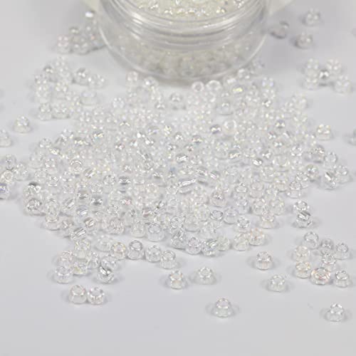 Bala&Fillic Raibow Clear 3mm Seed Beads About 3600pcs/100Grams in Bag, 8/0 Glass Craft Beads for Making Bracelet and Necklace (Raibow Clear) - color: Raibow Clear