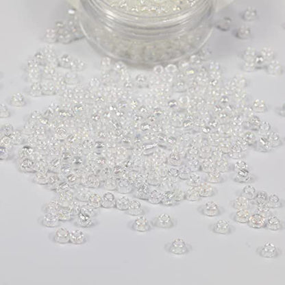 Bala&Fillic Raibow Clear 3mm Seed Beads About 3600pcs/100Grams in Bag, 8/0 Glass Craft Beads for Making Bracelet and Necklace (Raibow Clear) - color: Raibow Clear