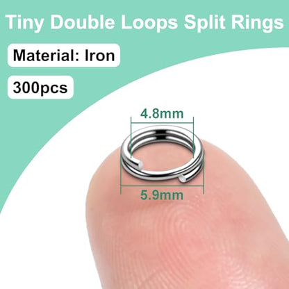 6mm 300 PCS Silver Tiny Split Ring for Jewelry Making, Double Loops Split Jump Rings Necklaces Bracelets Earrings Metal Mini Key Rings DIY Craft Hardware - color: 5.9mm(inside dia. 4.8mm) Tiny Rings Silver 300pcs