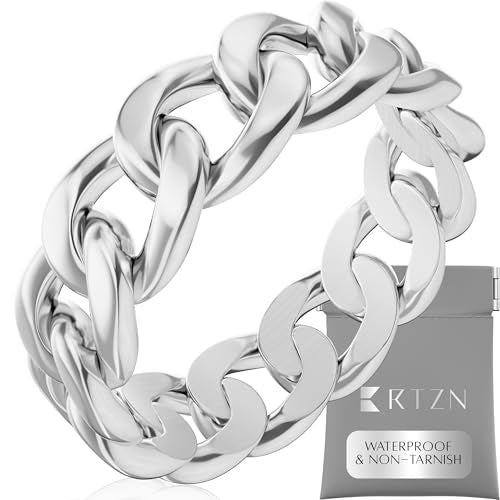 RTZN® Signet Rings for Men — Premium Mens Stainless Steel Rings — 100% Waterproof & Non Tarnish Plain Statement Mens Signet & Cuban Link Ring Gold/Silver Pinky Ring for Men (SIZE: 6-12) - color: Silver Polished, size: 7, style: Cuban Link