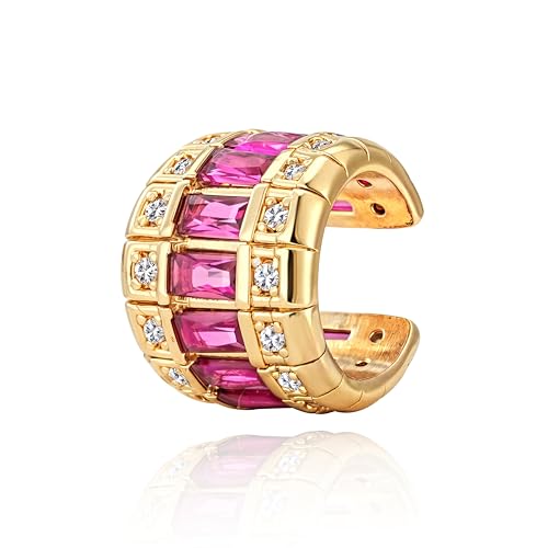 Gold Ear Cuff for Women, 14K Gold Plated Single Non-Pierced Earring with Micro-Pave Cubic Zirconia Adjustable Open Ear Clip for Daily Wear & Special Occasions - color: ear cuff-S 002