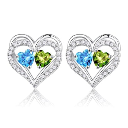 Iefil Birthstone Earrings for Women - 925 Sterling Silver Birthstone Earrings, Anniversary Birthday Gifts for Women Wife Girlfriend Mom - color: 03-08-Mar-Aug Birthstone