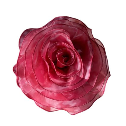 10inch Extra Large Flower Brooch Pin for Women Fashion Dainty Organza Satin Fabric Big Camellia Brooches Lapel Pins Wedding Dance Party Dress Accessories Exaggerated Jewelry Gift - color: 10 inch Wine Red