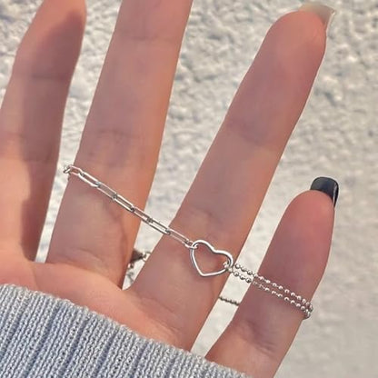 925 Sterling Silver Plated Heart Charm Bracelet for Women - Dainty Chain Love Gift Idea - style: Style2