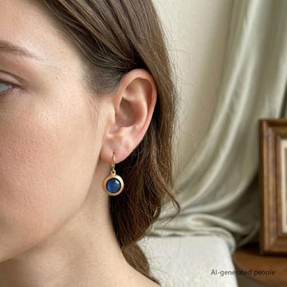 Gold Earrings for Women Dainty Stone Round Dangle Drop Earrings Colorful Resin Beaded Black White Pink Blue Dangle Drop Earrings Statement Gift - color: Royal Blue Earrings