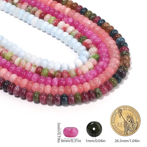 Songxi 5x8mm Natural Gold Rutilated Quartz Stone Rondelle Beads, 75PCS Spacer Round Loose Abacus Beads for Jewelry Making, Gemstone for Bracelet Necklace Earrings, Arts and Crafts - color: Gold Rutilated Quartz