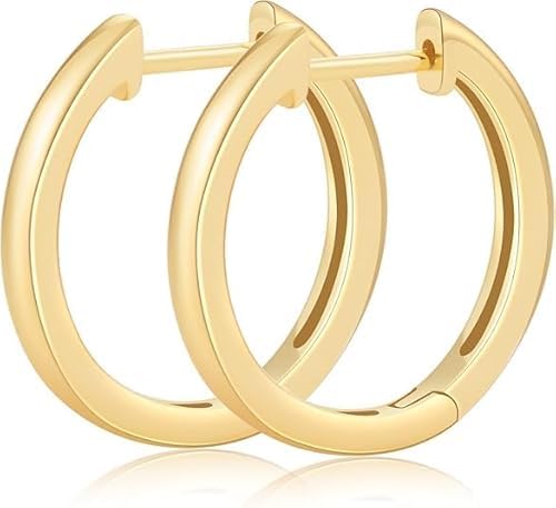 14K Gold Huggie Hoop Earrings for Women - Small Minimalist Earrings - size: 8mm