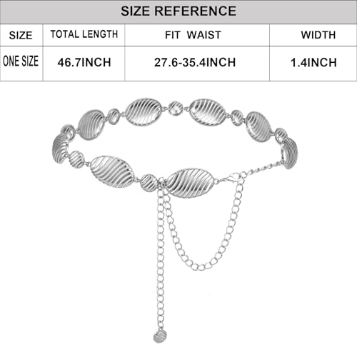 ILuvatar Western Metal Concho Belt for Women Cowgirl Waist Chain for Women Dress Pants Adjustable - color: Silver-s88