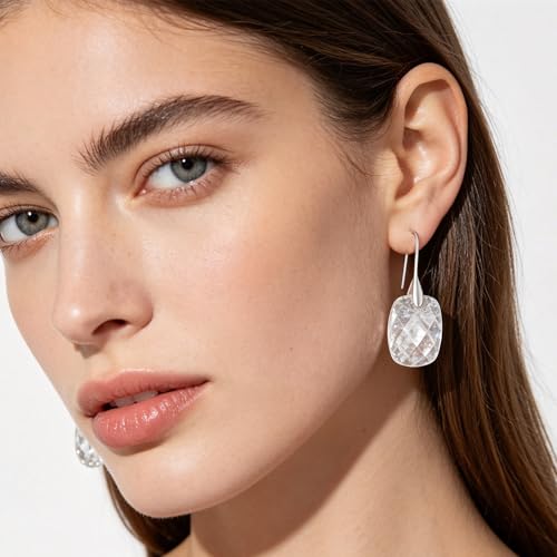 Boho Multiple Style Natural Stone Earrings for Women Unique Healing Gemstone Energy Hypoallergenic Lightweight Dangle Drop Earrings Multiple Styles Earrings Jewelry for Birthday Party Gift - style: Clear Quartz-Gold Hook