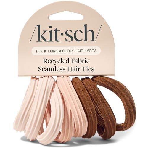 Kitsch Seamless Hair Ties No Damage - Stretchy Hair Bands - Rosewood, 8pcs | Strong All-Day Hold Hair Rubber Bands For Hair, Ponytail Holders | Hair Accessories for Everyday Use - color: Rosewood (Pack of 8)