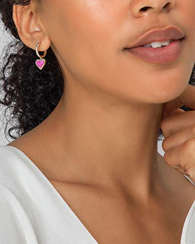 Kendra Scott Ari Heart Huggie Earrings for Women, Fashion Jewelry - color: GOLD - IRIDESCENT DICHROIC GLASS